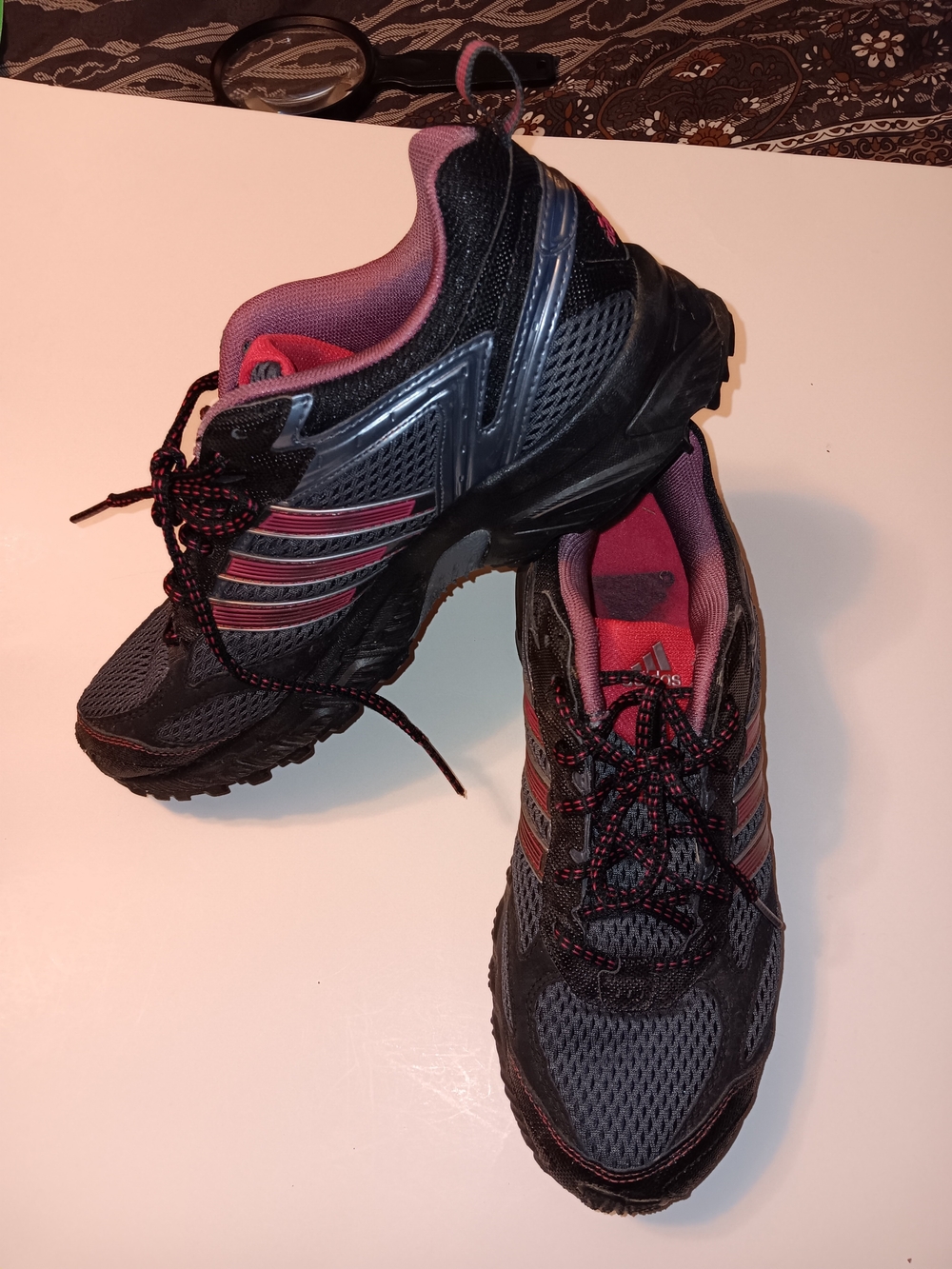 Adidas Pink/Black/Grey Running/Training Shoes (U44341) Preowned Women's Sz 9